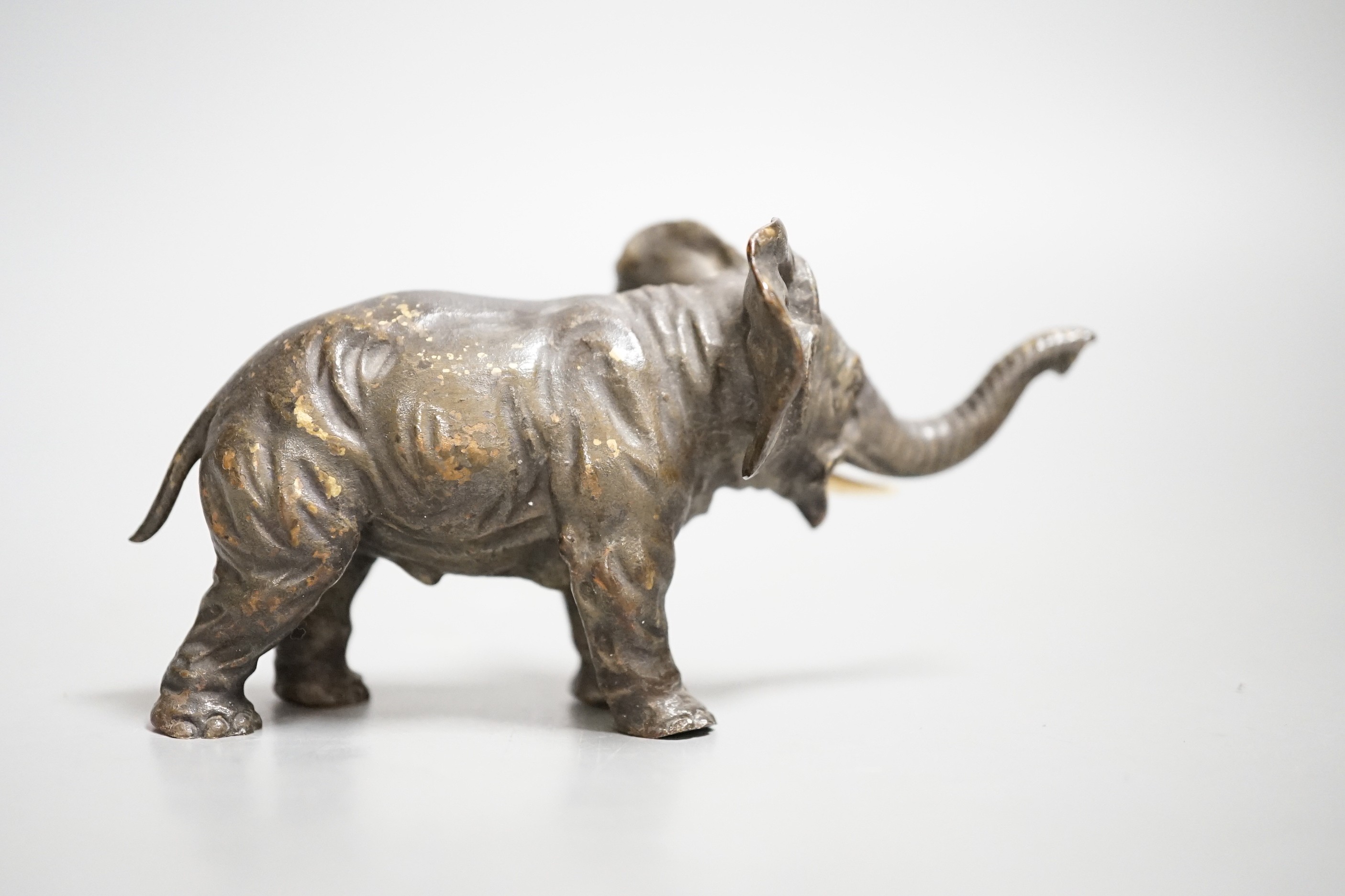 An Austrian cold painted model of an elephant. 11cm long.